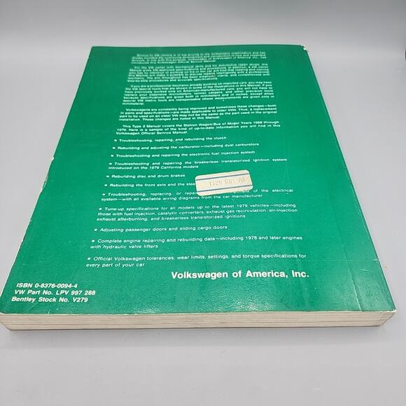 Volkswagen Official Service Manual for Station Wagon Bus 1968-1979 Good - Picture 13 of 14